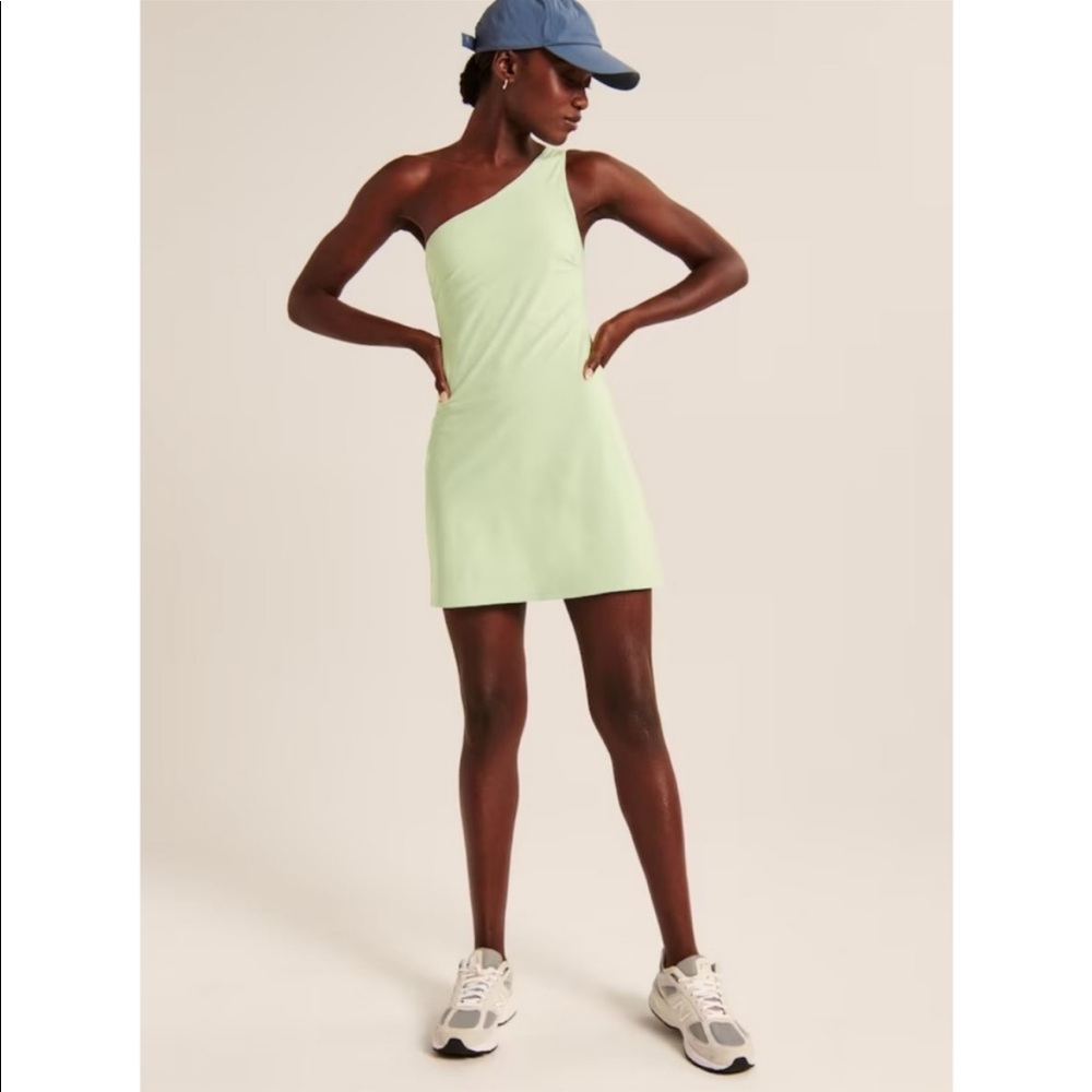 Abercrombie One-Shoulder Traveler Mini Dress Green XS